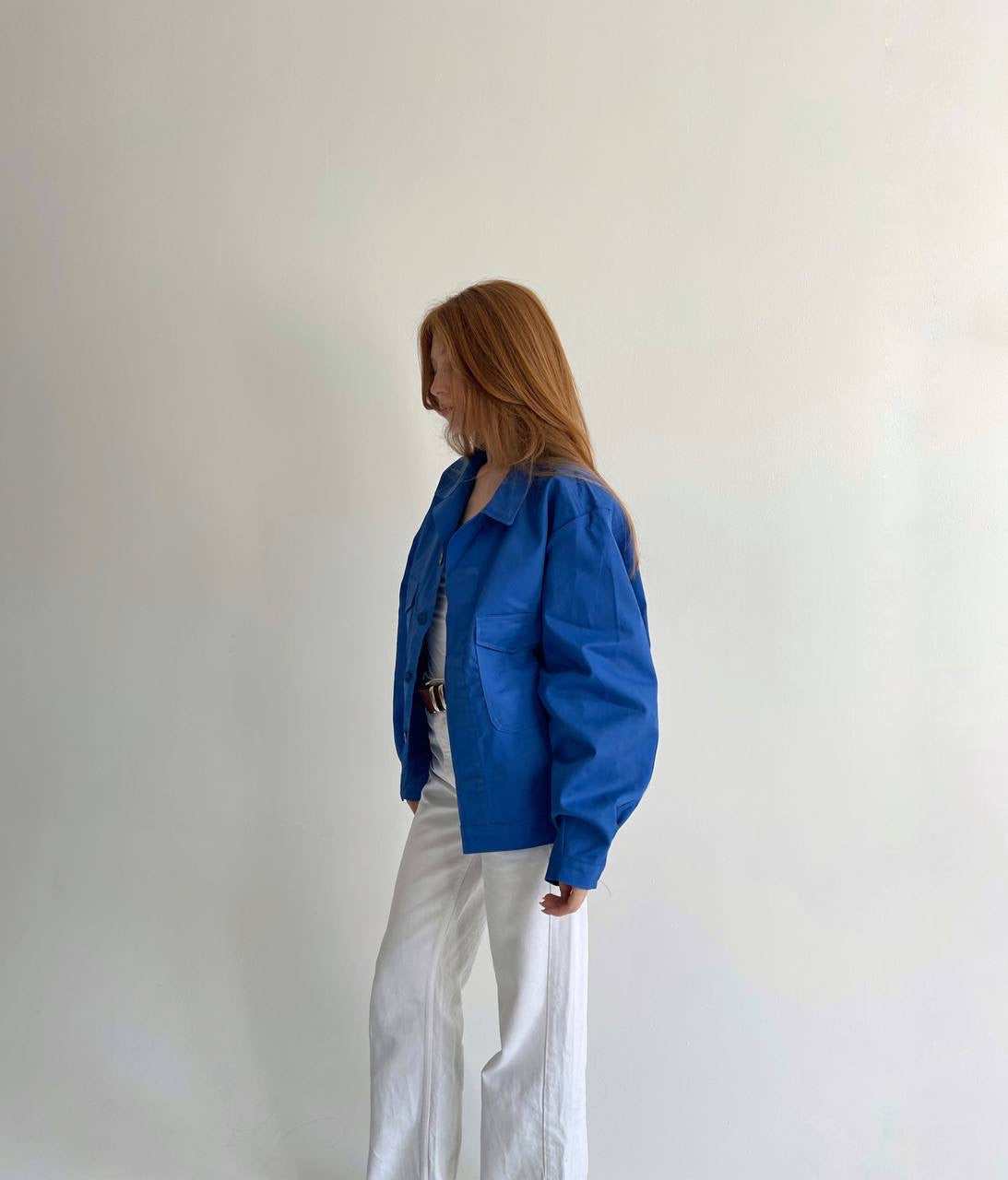 Vintage azure blue cotton jacket