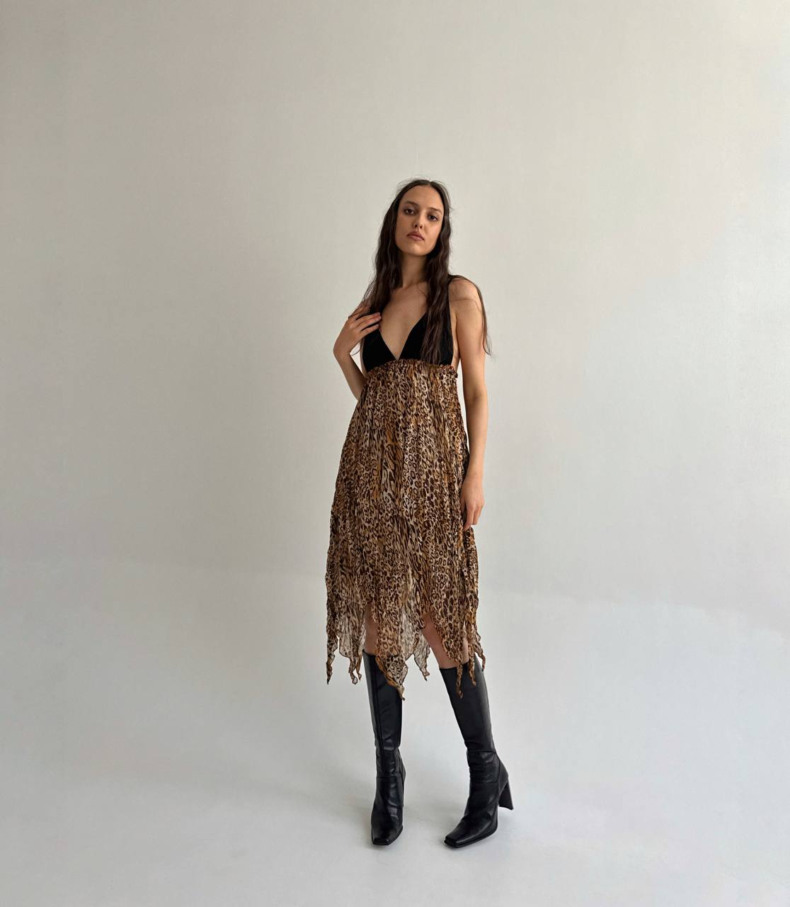 Vintage leopard print asymmetrical dress