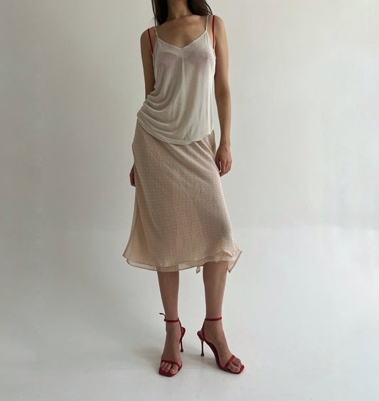 Vintage polka dot beige skirt