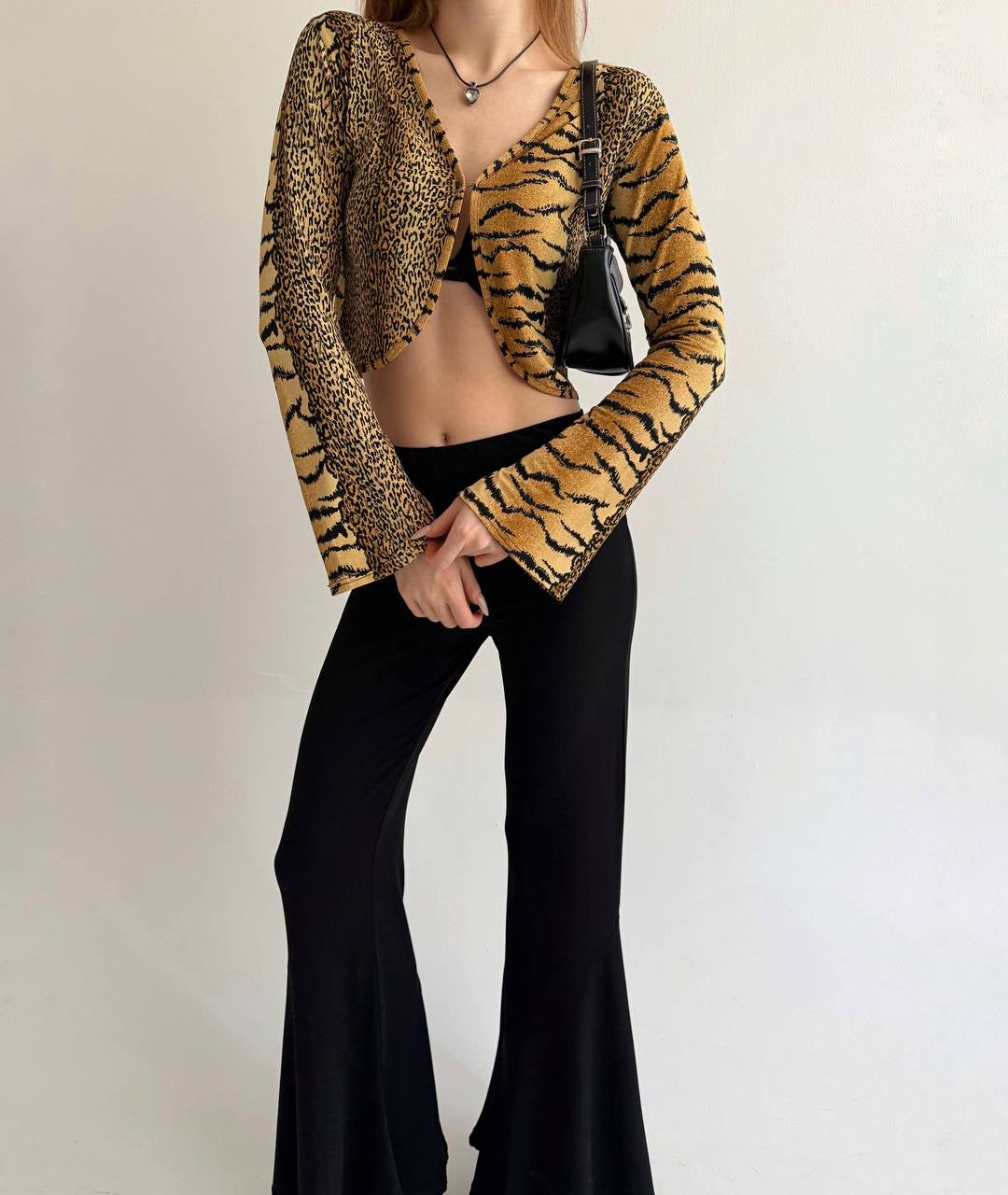 Vintage leopard cropped cardigan