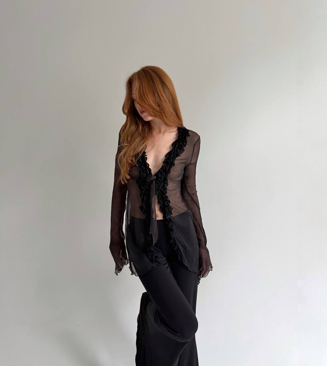 Vintage 100% pure silk long blouse