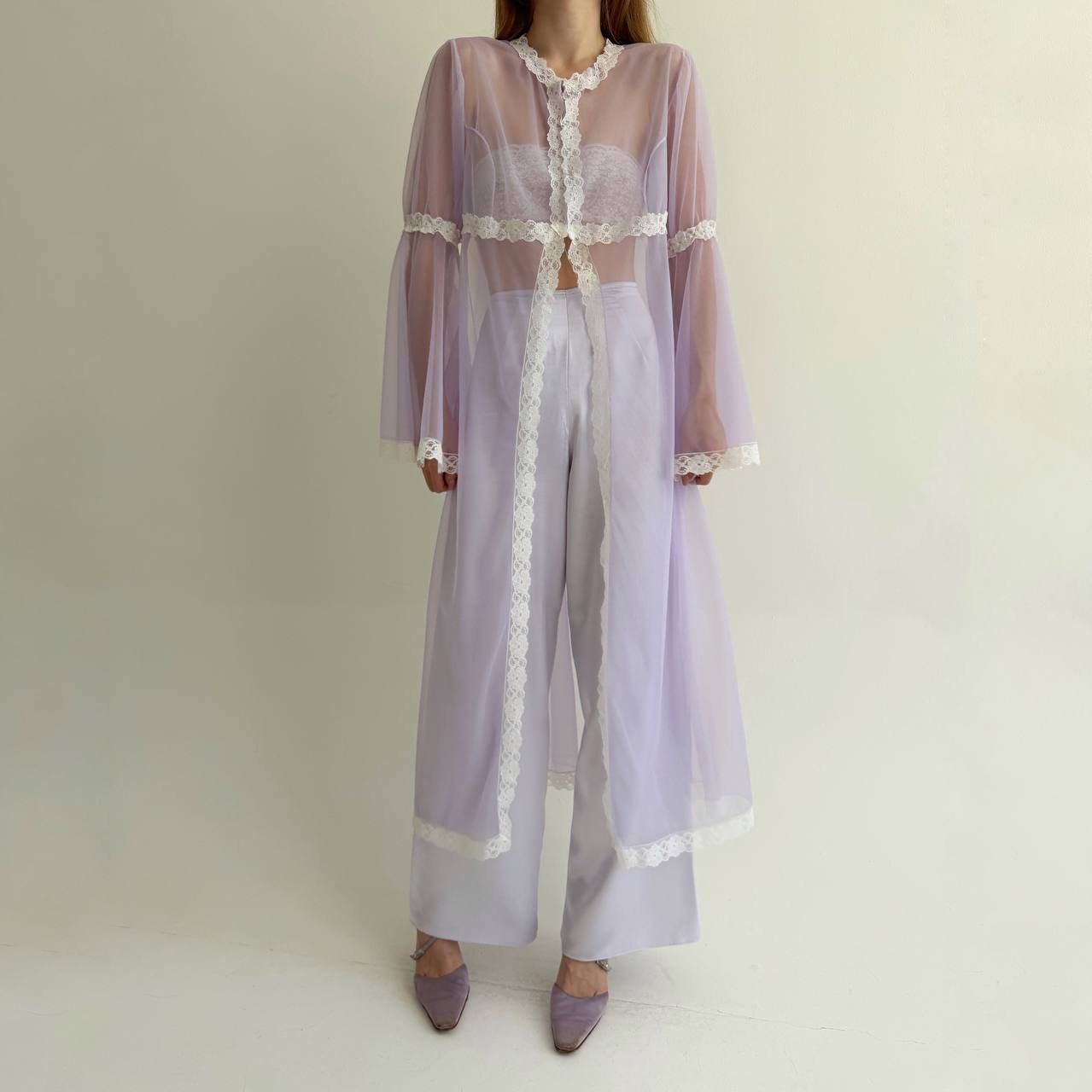 Vintage pastel purple robe with lace