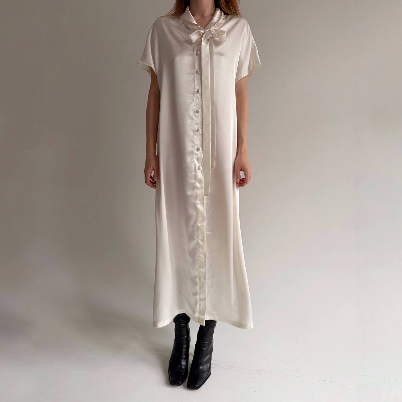Vintage milky satin midi dress