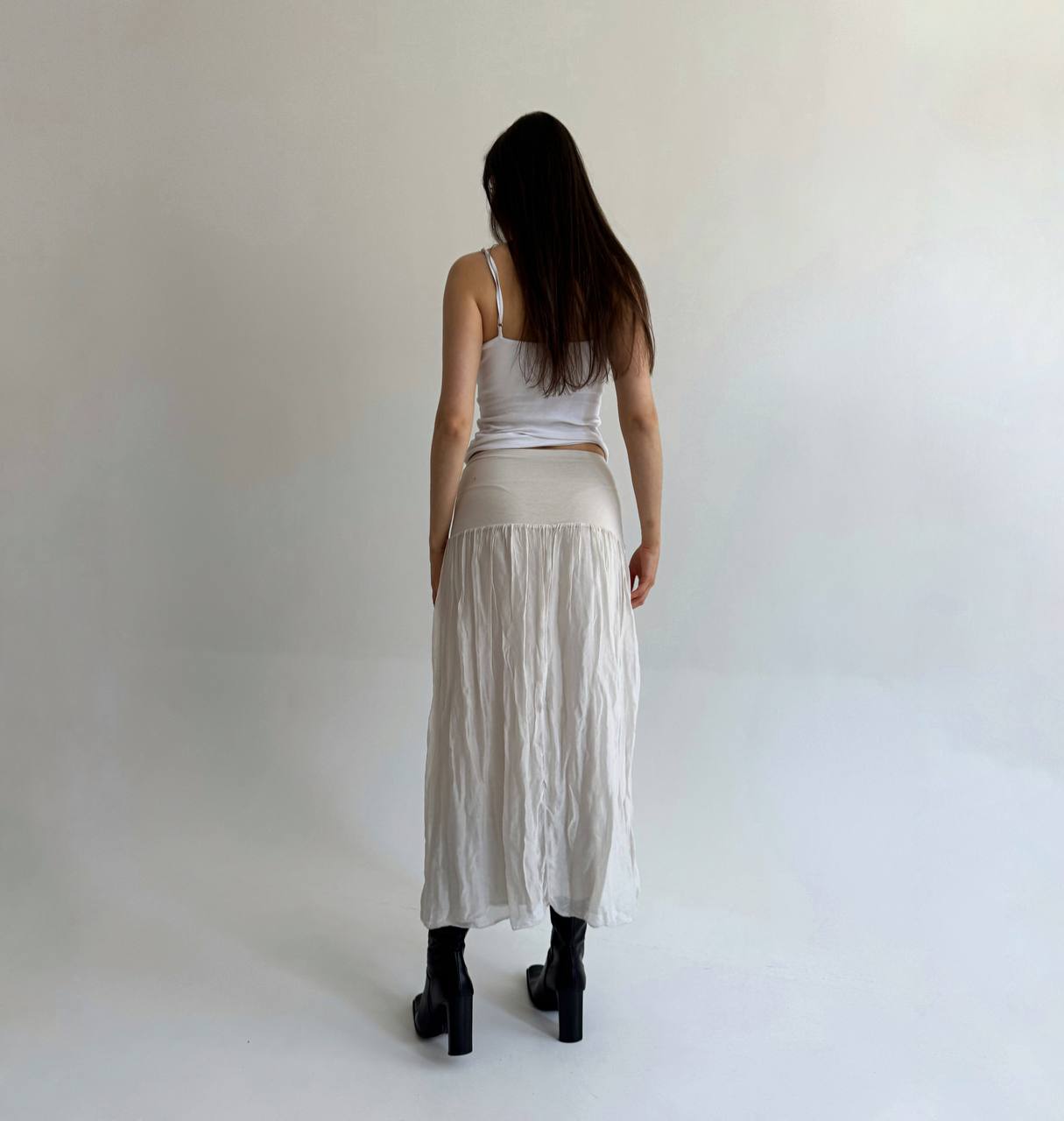 Vintage silk and viscose cream skirt