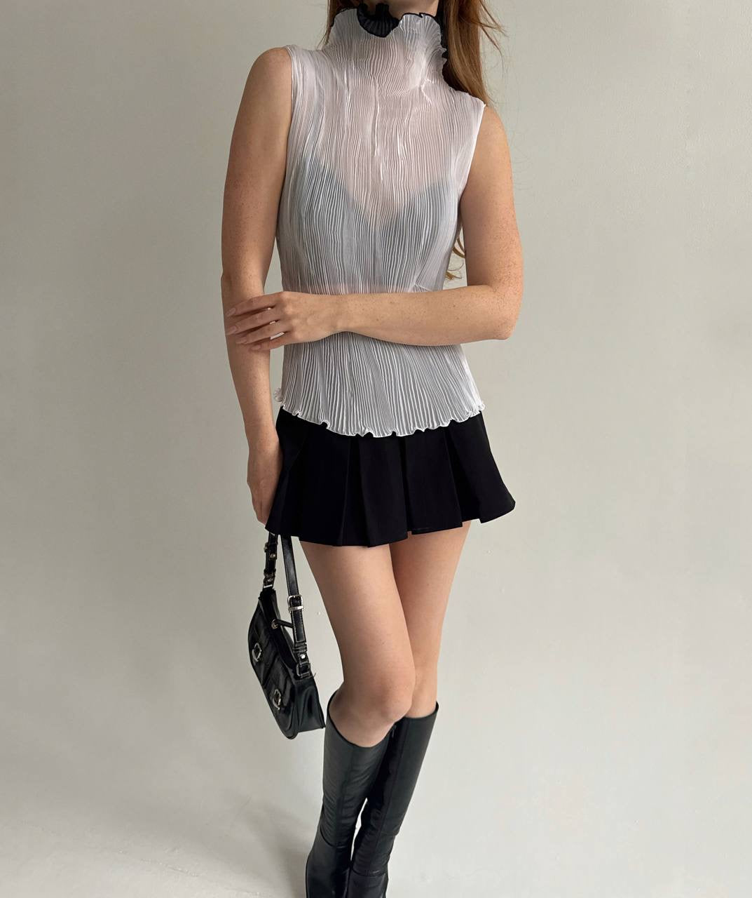 Vintage semi pleated blouse