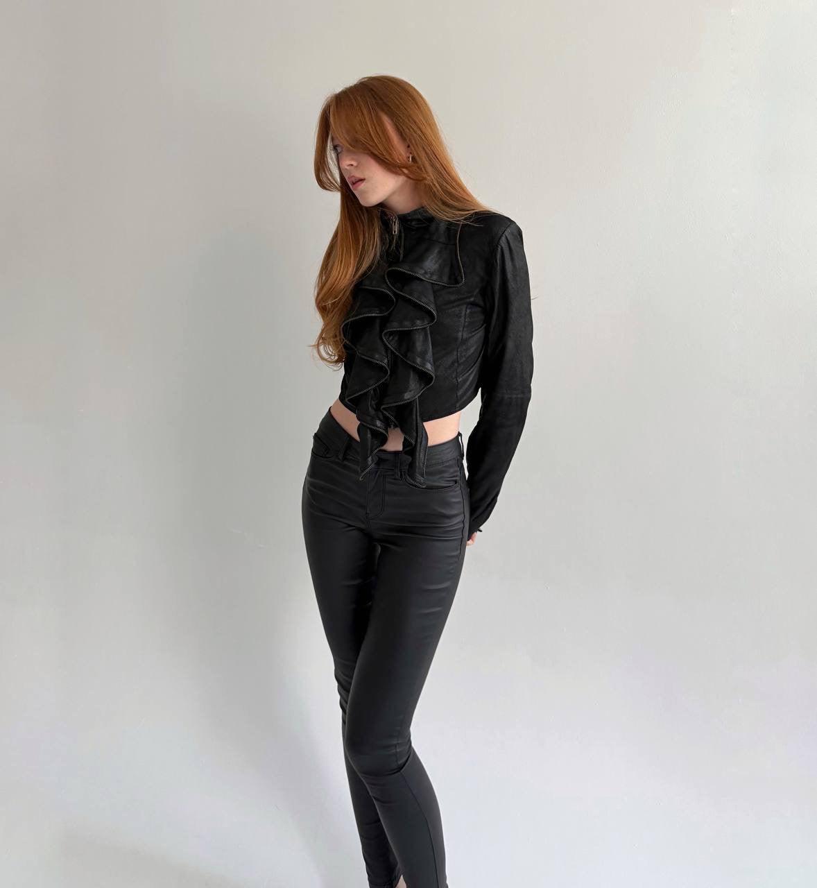 Vintage soft leather cropped jacket