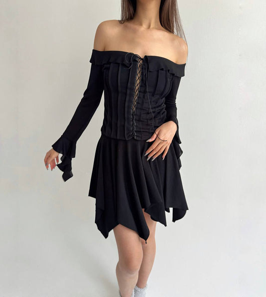 Vintage gothic off the shoulder blouse