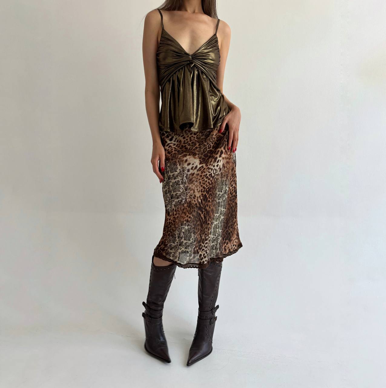 Vintage viscose leopard skirt