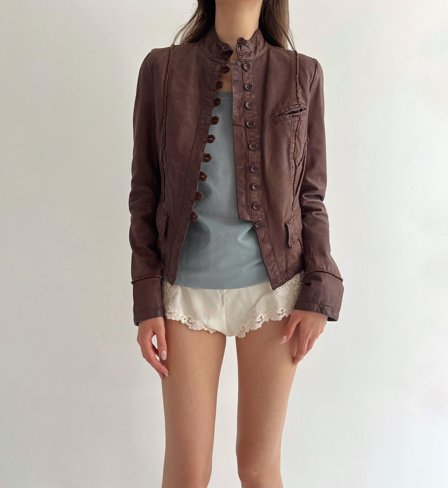 Vintage genuine leather admiral jacket