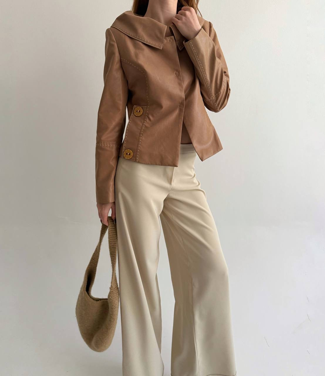 Vintage faux leather jacket with beautiful collar