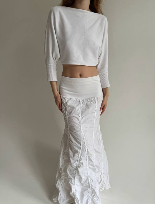 Vintage cotton white cropped sweater