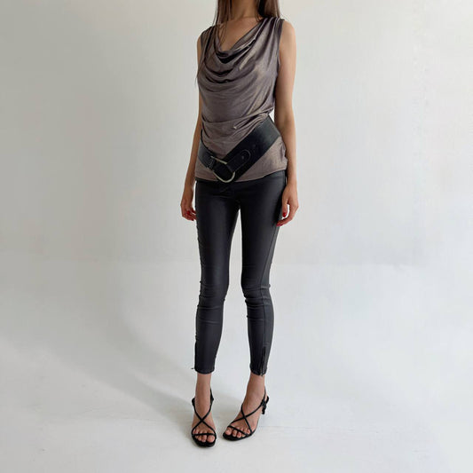 Black wax skinny jeans