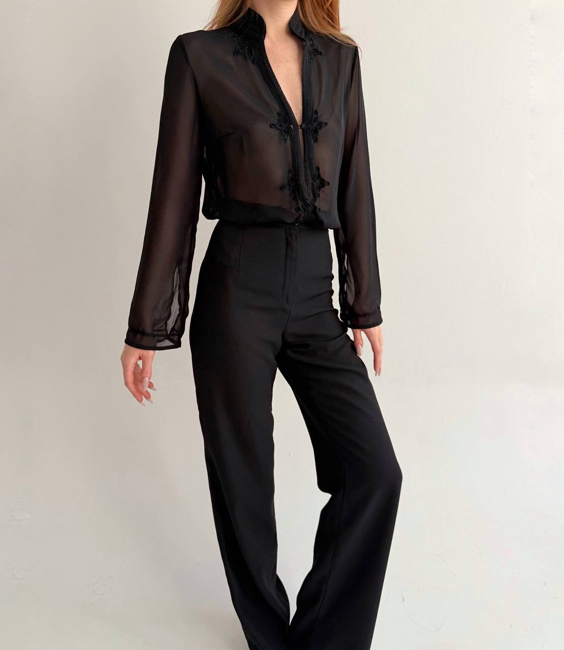 Vintage semi black blouse