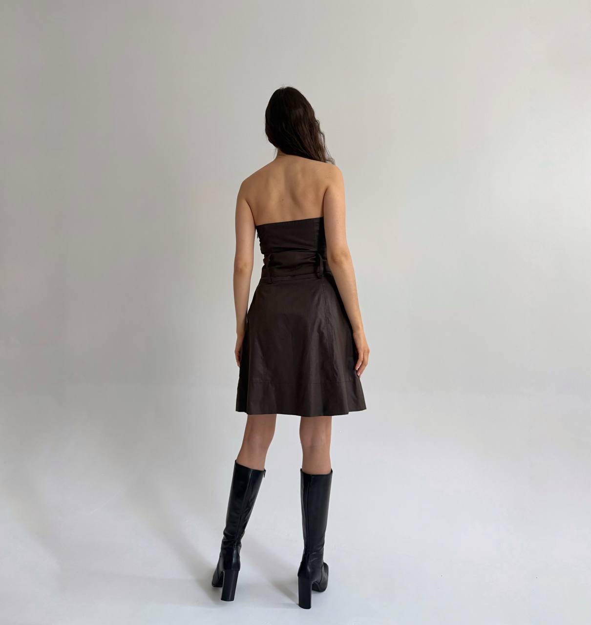 Vintage brown strapless dress