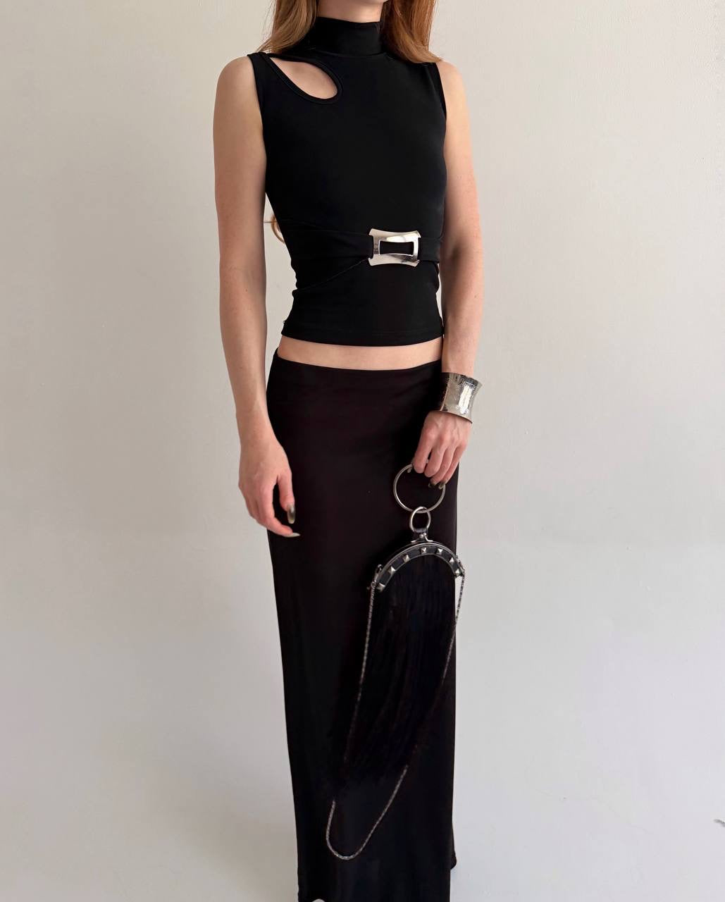Vintage black fitted sleeveless top