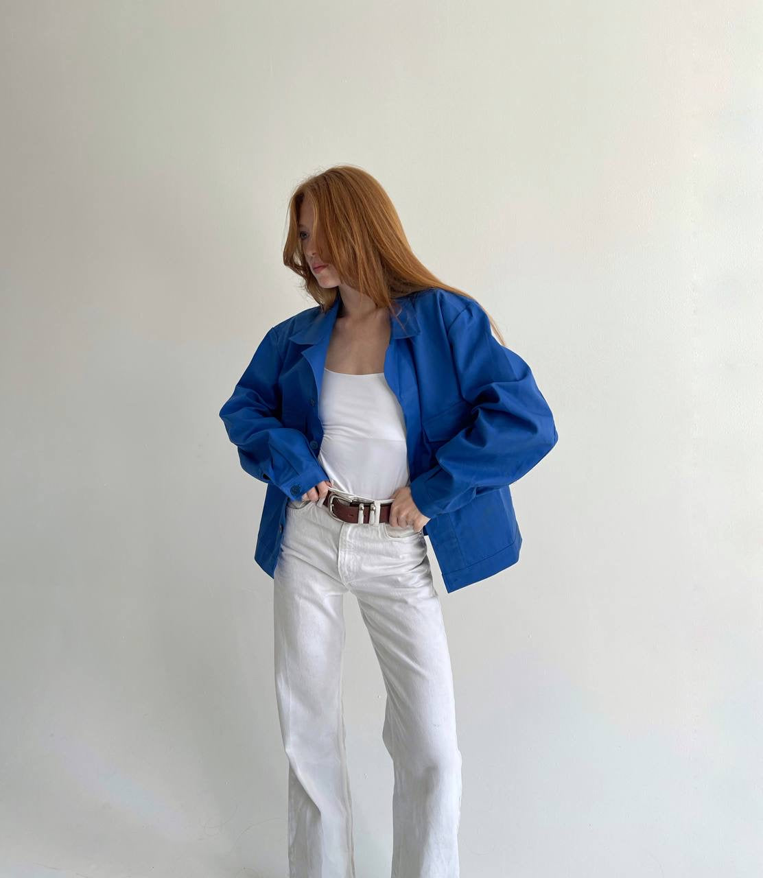 Vintage azure blue cotton jacket