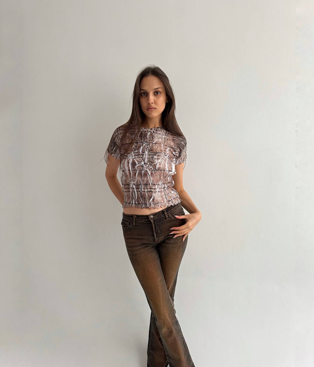 Vintage avant garde pleated blouse