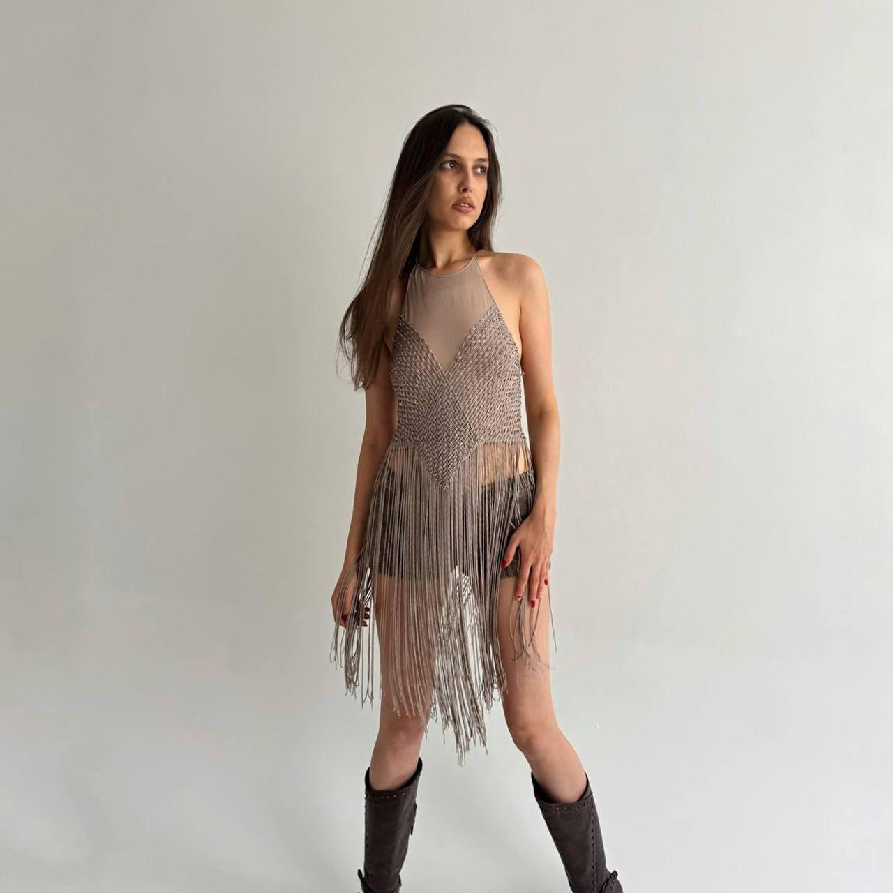 Max Mara pure silk tassel top