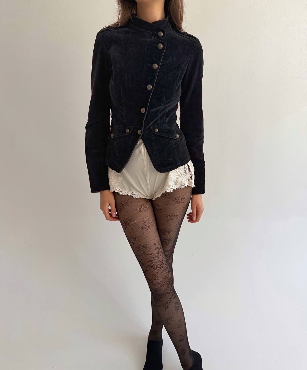 Vintage velvet cotton asymmetrical jacket