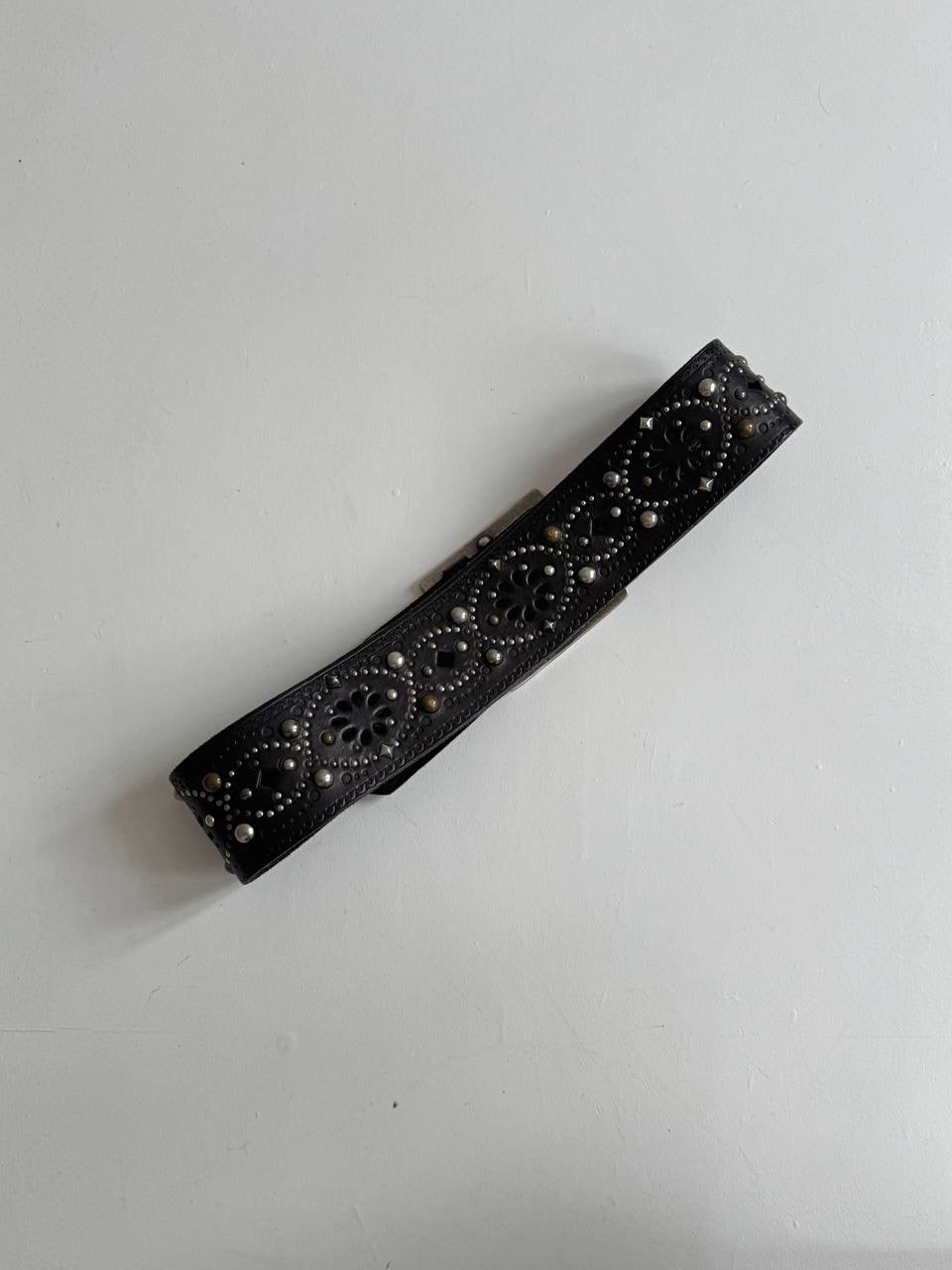 Vintage genuine leather embellished belt