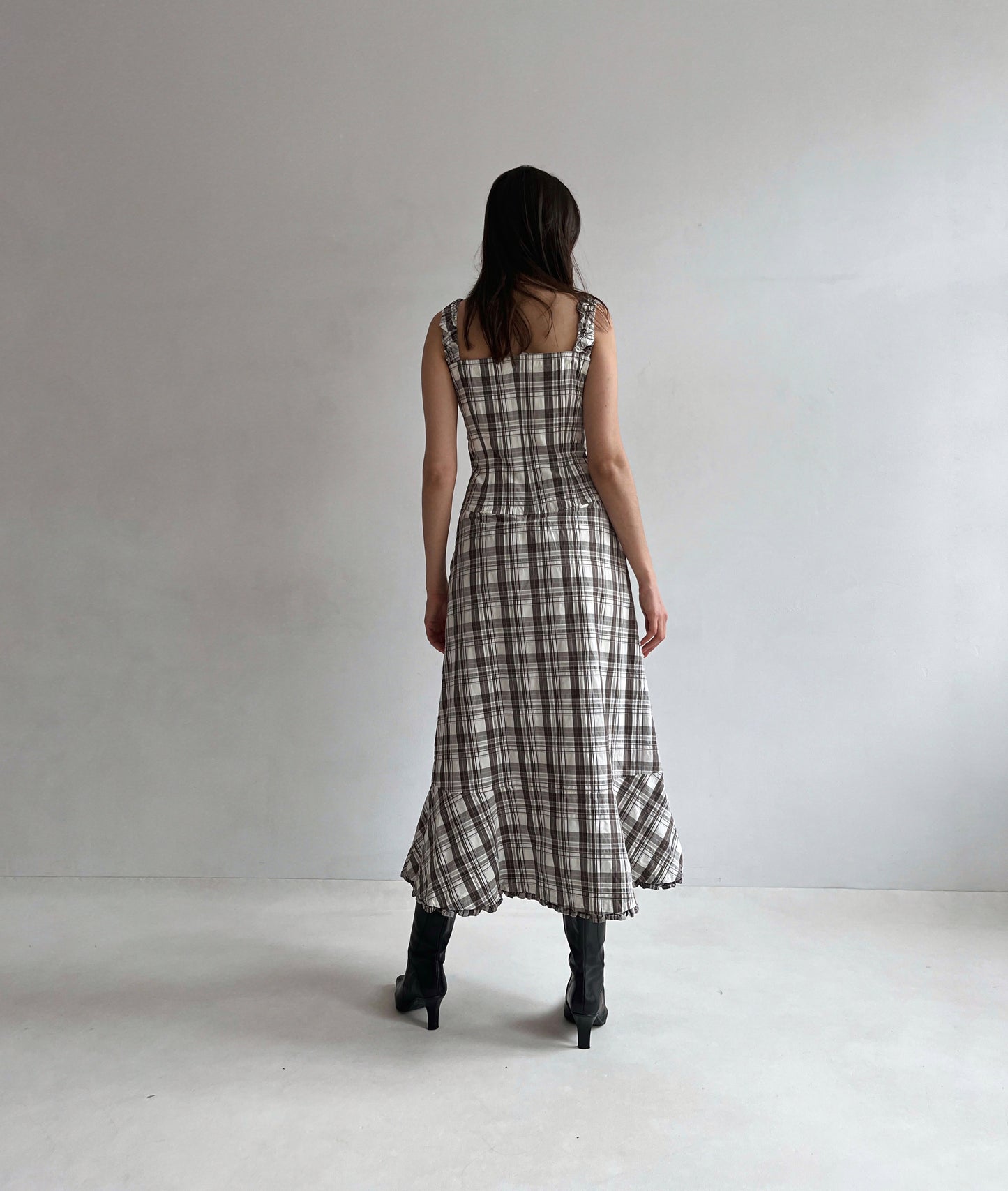 Max Mara cotton maxi checked dress