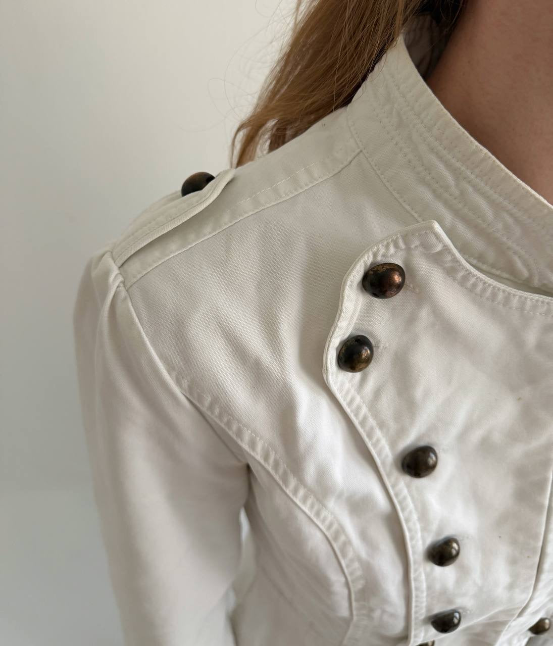 Y2K white cotton napoleon jacket