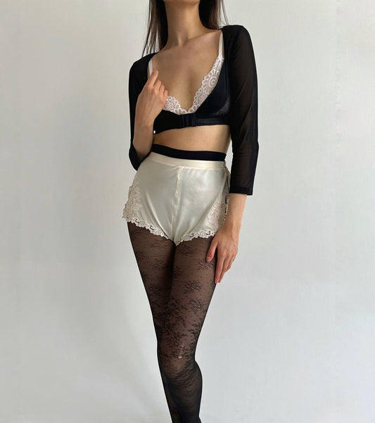 Y2K mesh black lingerie top