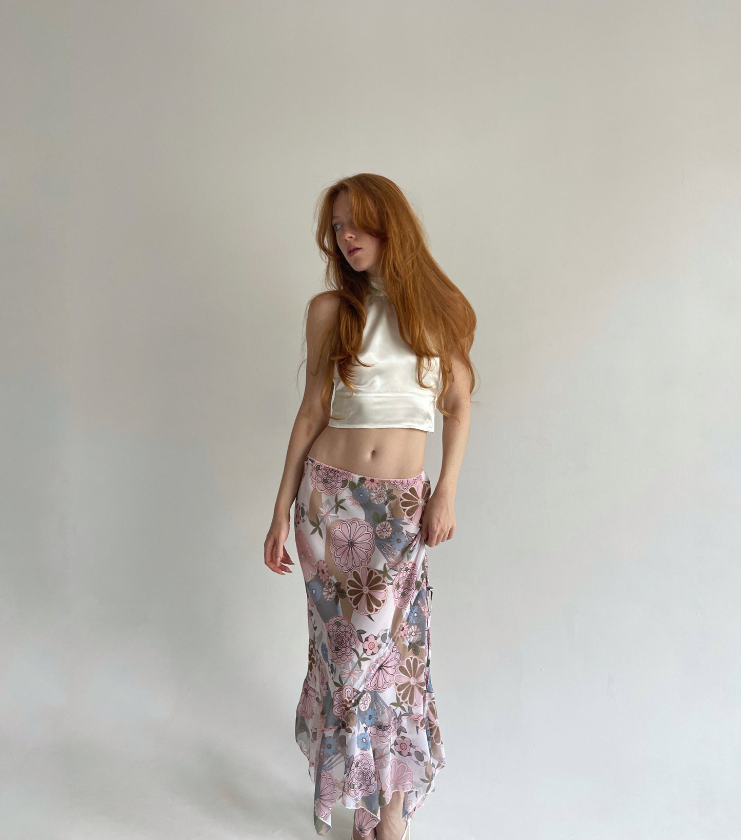 Vintage fairycore asymmetrical maxi skirt