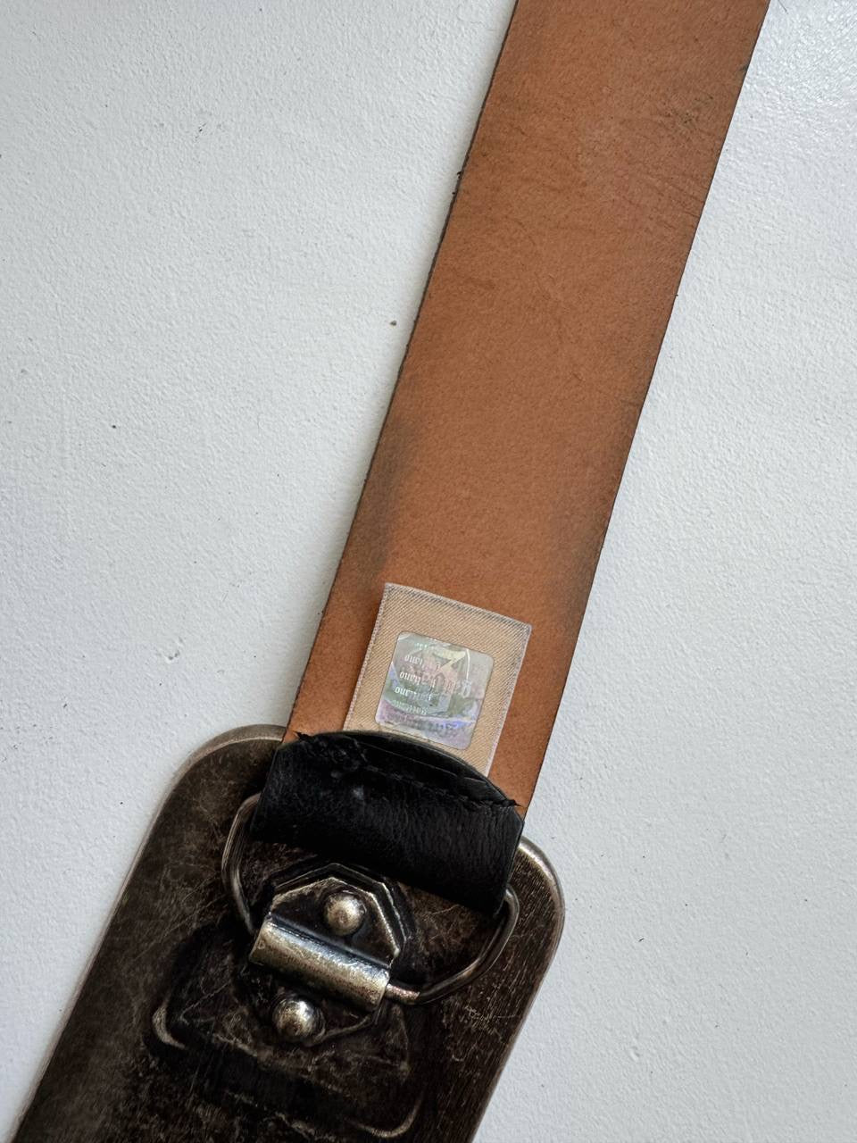 Vintage genuine leather John Galliano black belt