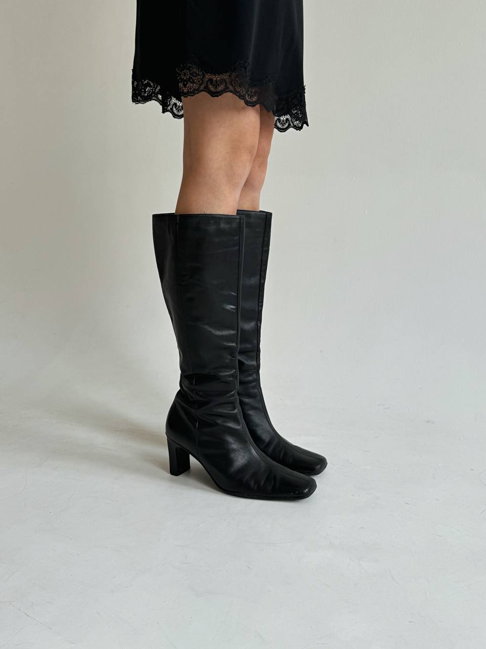 Vintage faux leather knee high boots