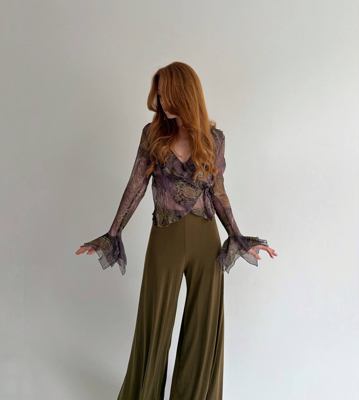 Vintage 100% pure silk blouse with ruffles