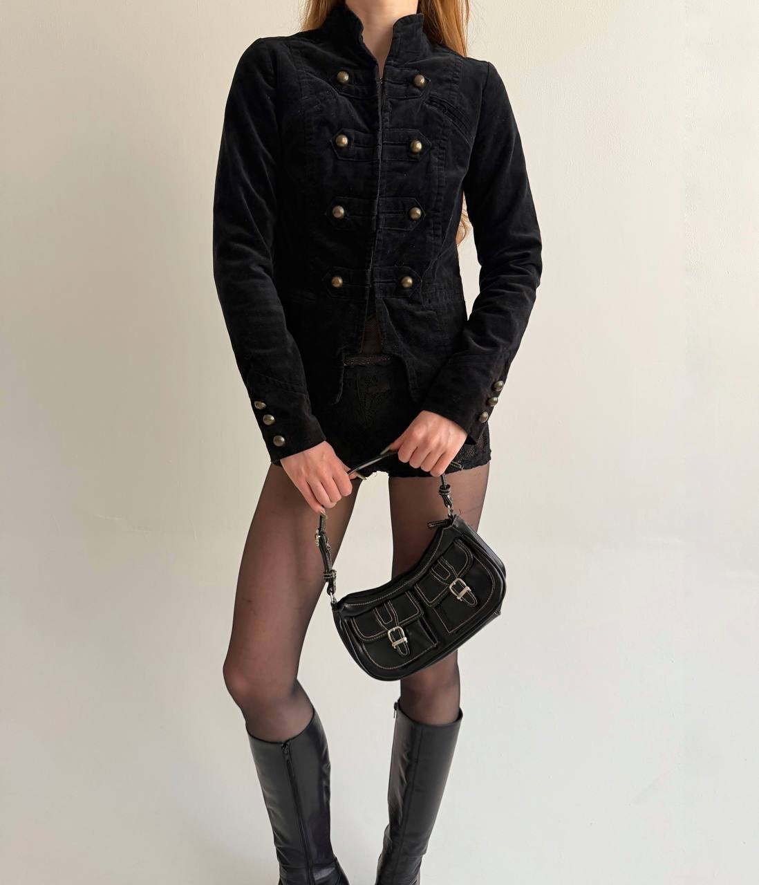 Y2K cotton velvet napoleon jacket