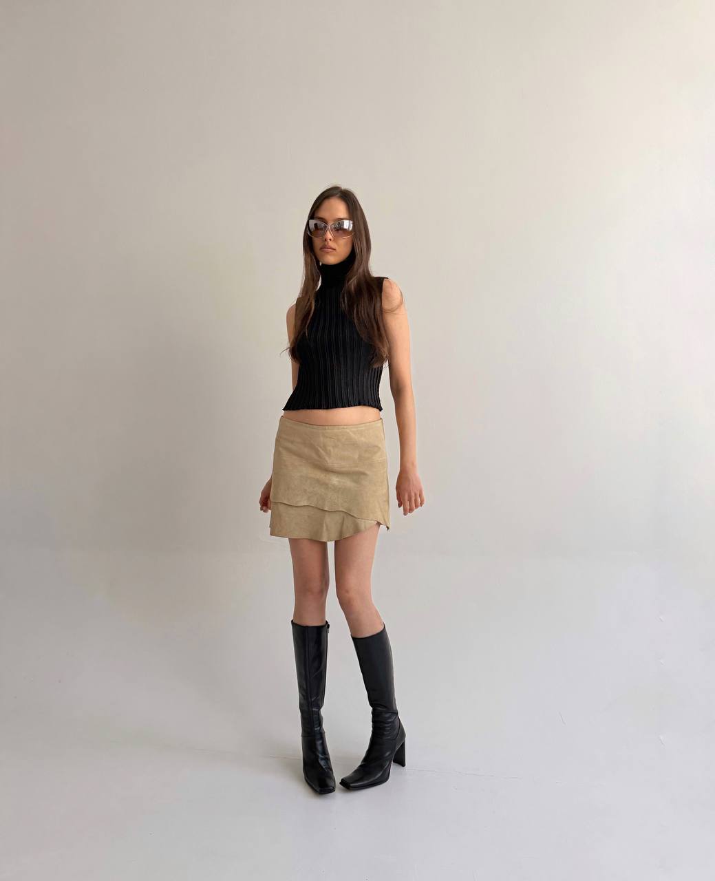 Vintage leather asymmetrical skirt