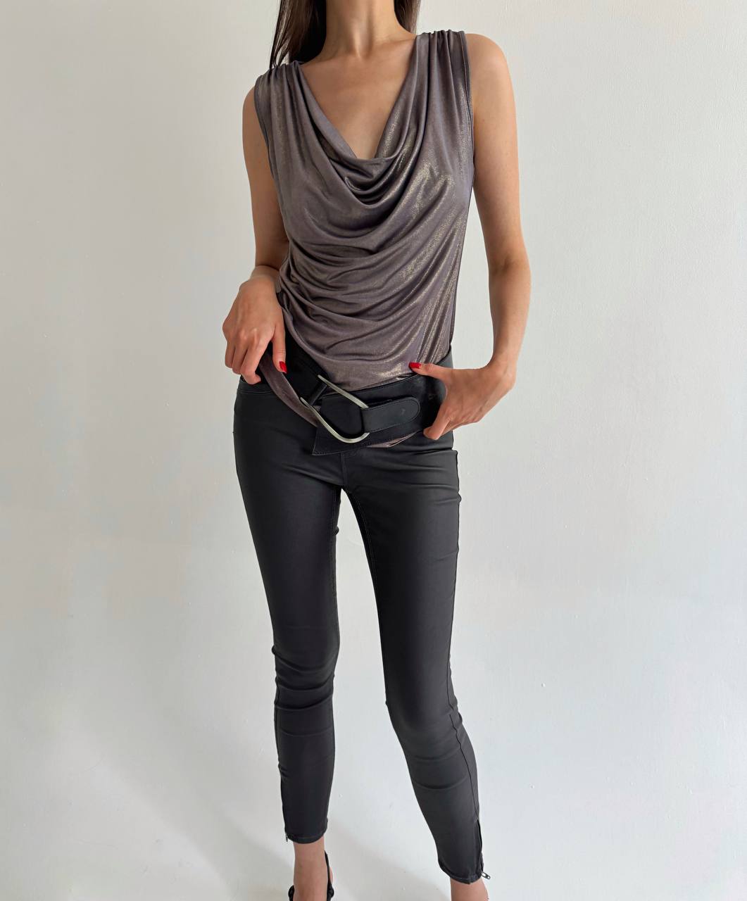 Calvin Klein glossy draped top