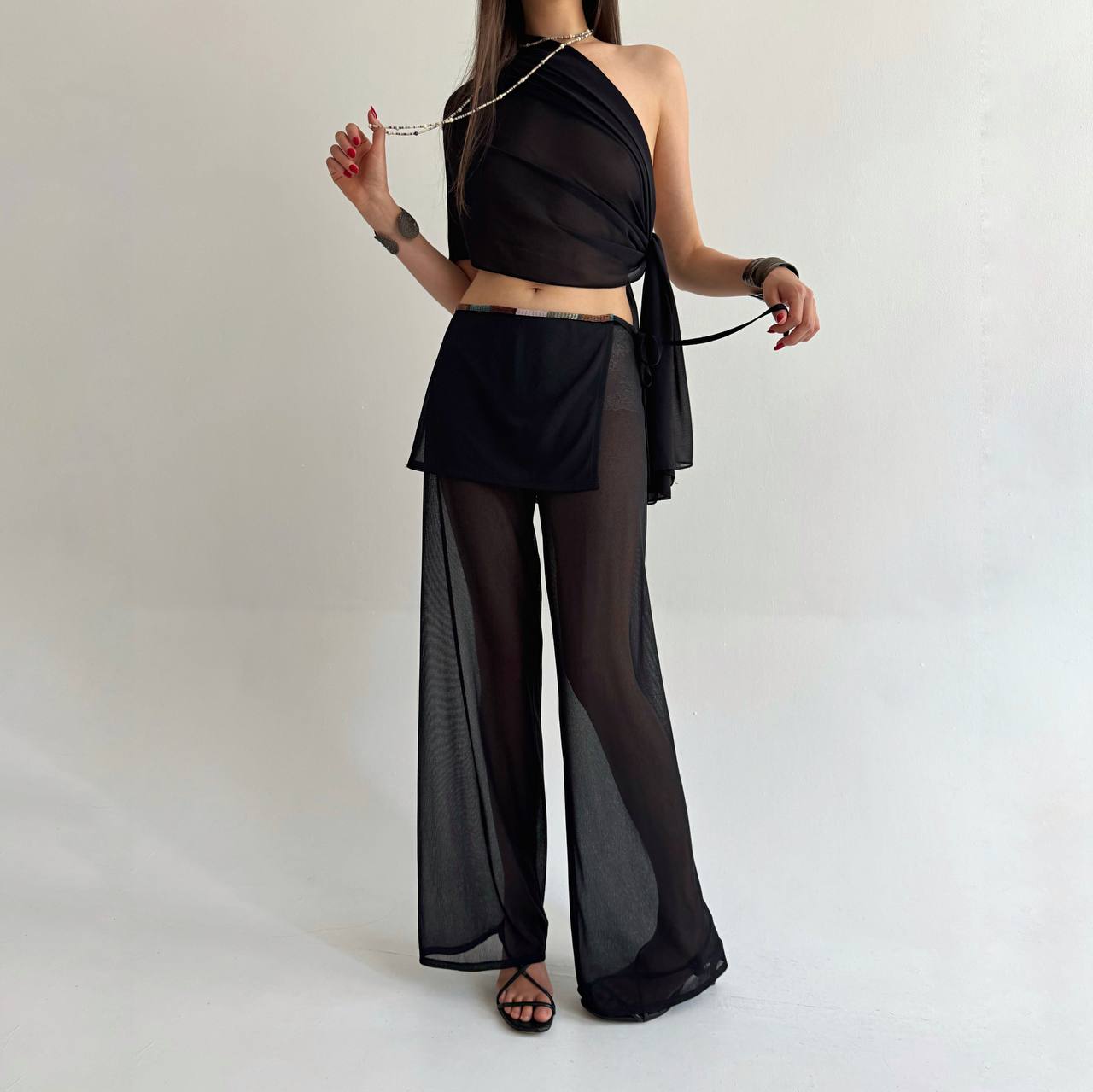 La Perla mesh beaded pants with a skirt