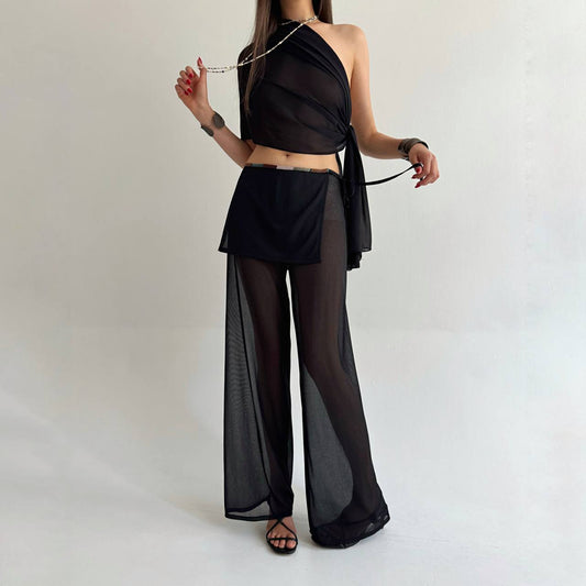 La Perla mesh beaded pants with a skirt