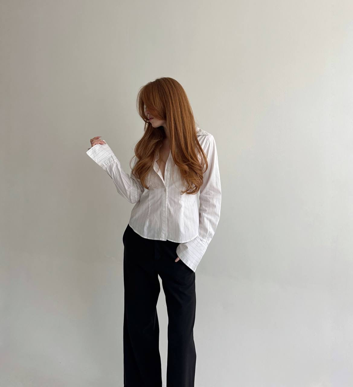 Y2K 95% cotton white striped shirt