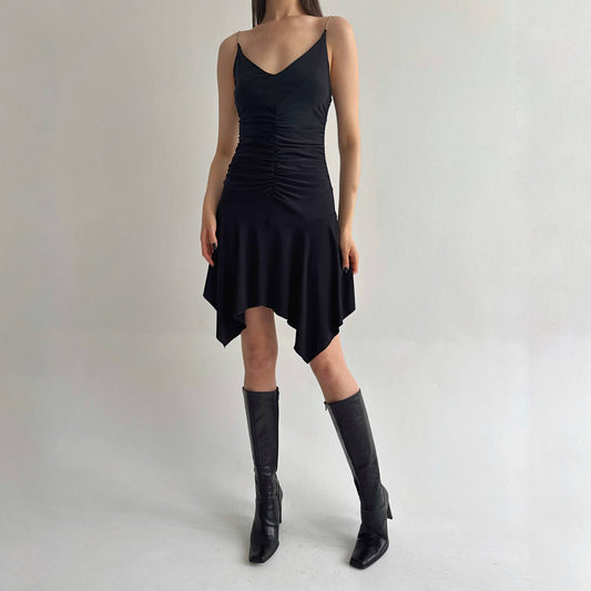 Vintage Y2K black chain straps dress