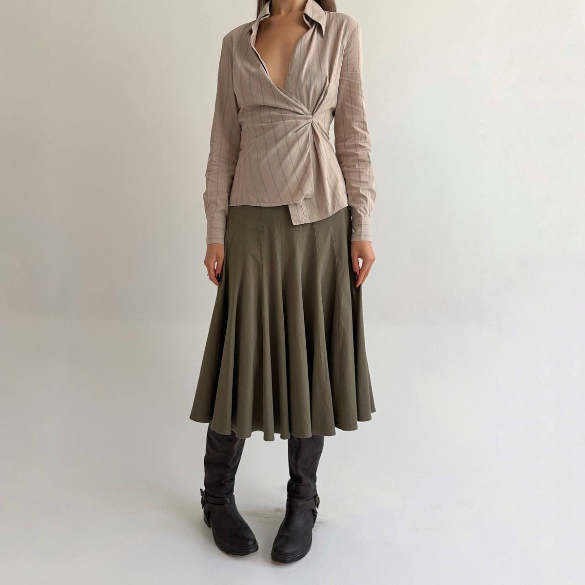 Vintage cotton khaki skirt