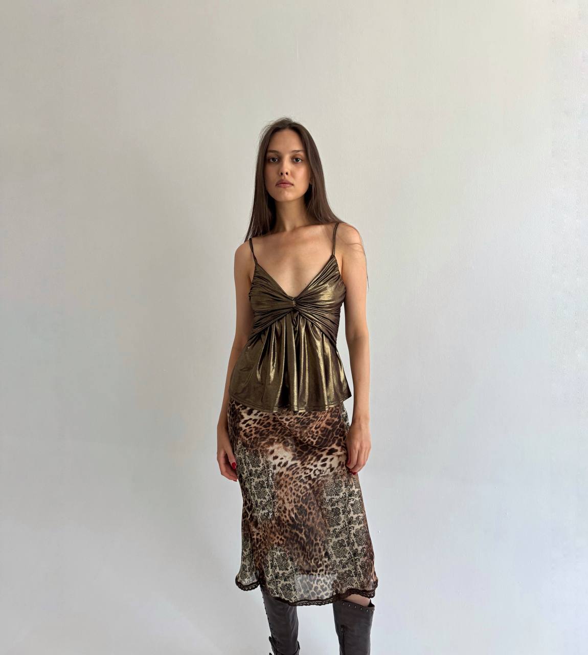 Vintage viscose leopard skirt