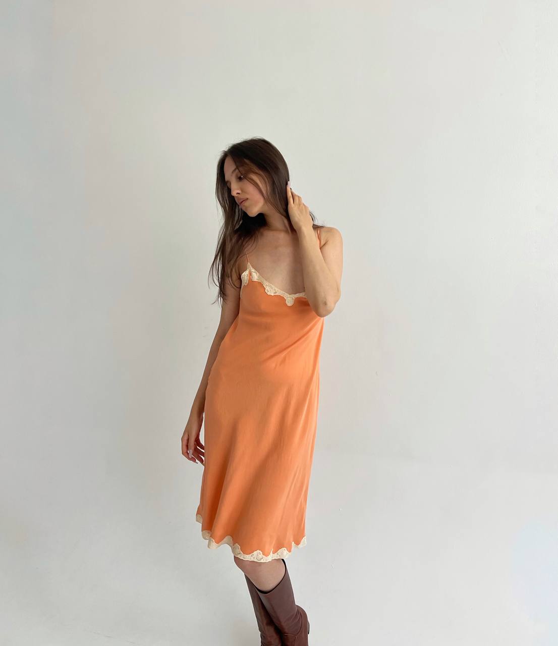 Vintage french pure silk slip dress