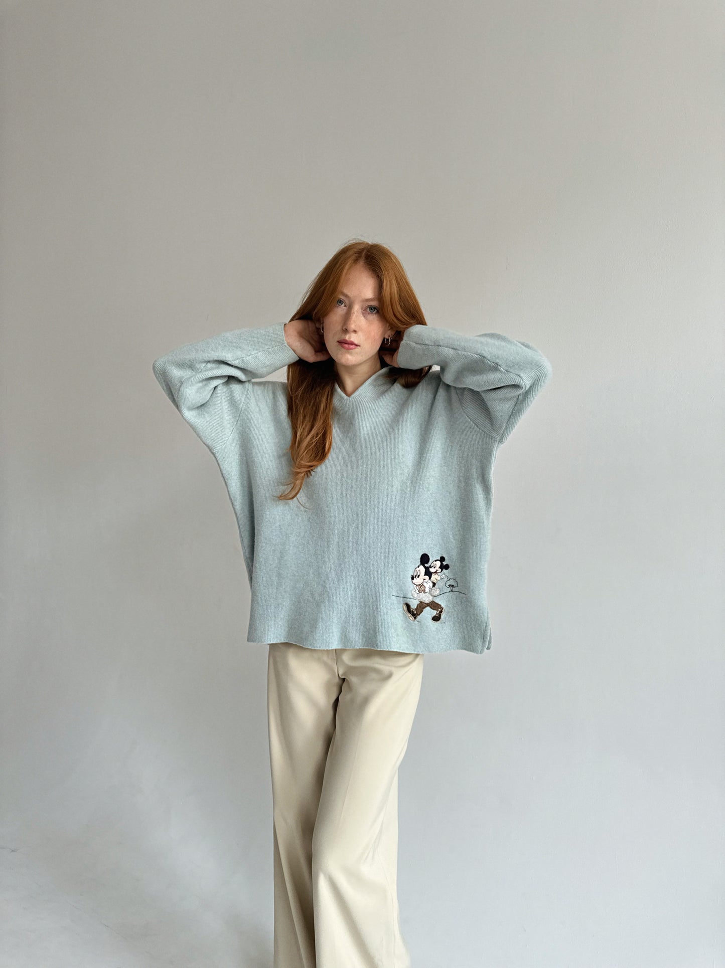 Vintage baby blue 100% wool oversized sweater