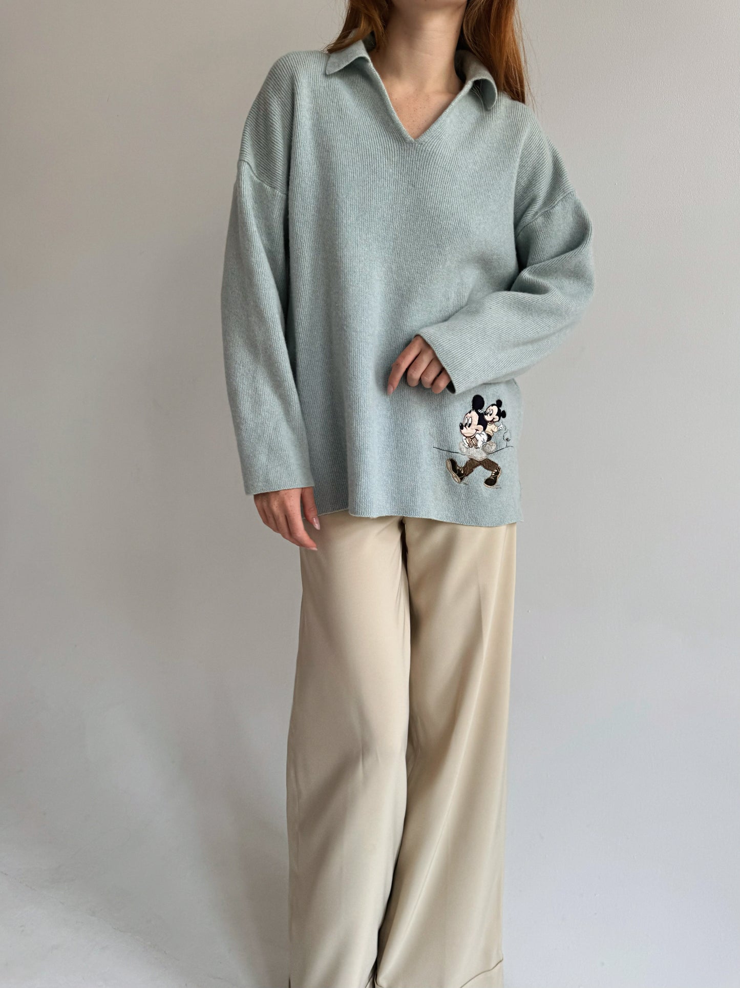 Vintage baby blue 100% wool oversized sweater