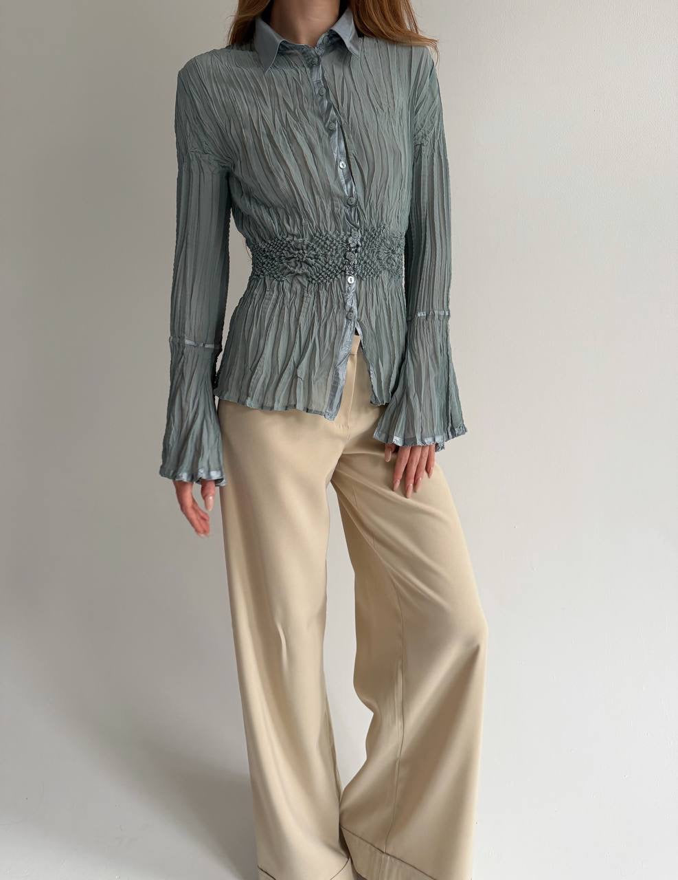 Y2K pleated top with popcorn like texture