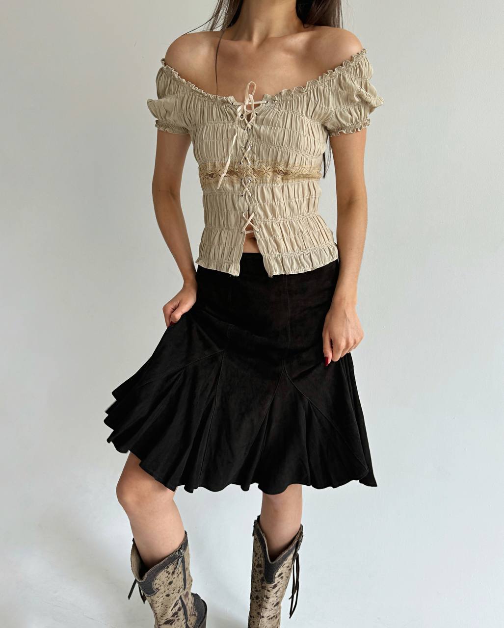 Vintage made in France pleated blouse