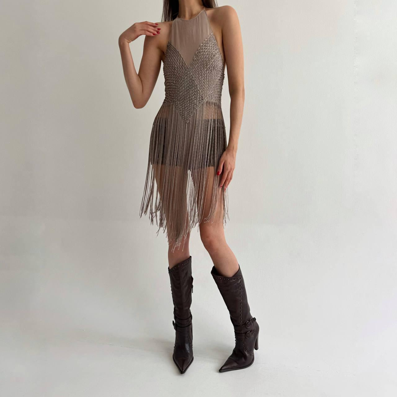 Max Mara pure silk tassel top