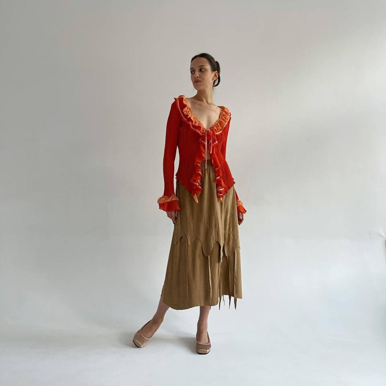 Vintage faux suede skirt with tassels