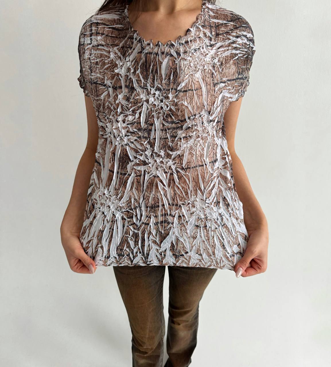 Vintage avant garde pleated blouse