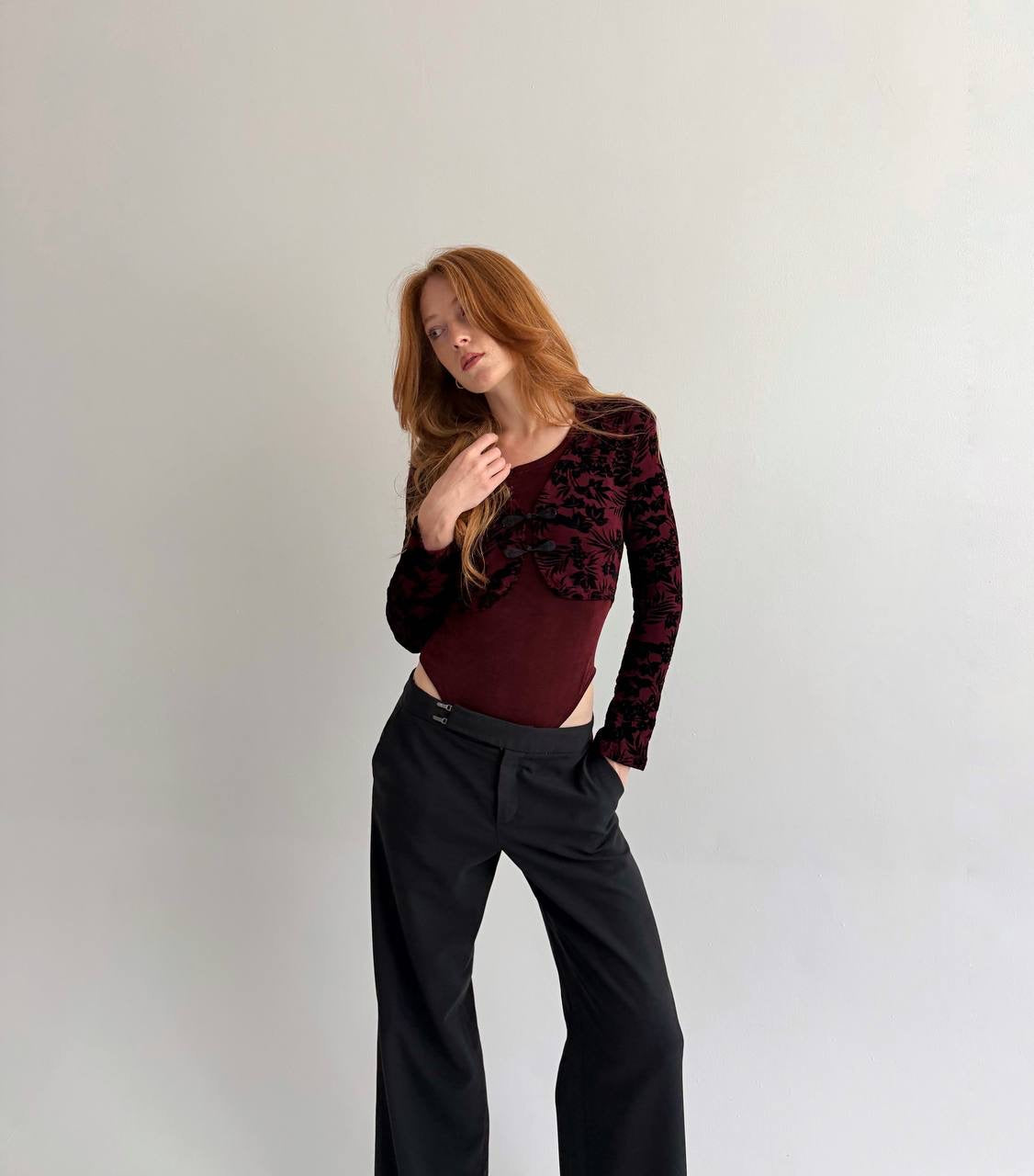 Vintage 100% acetate burgundy bodysuit