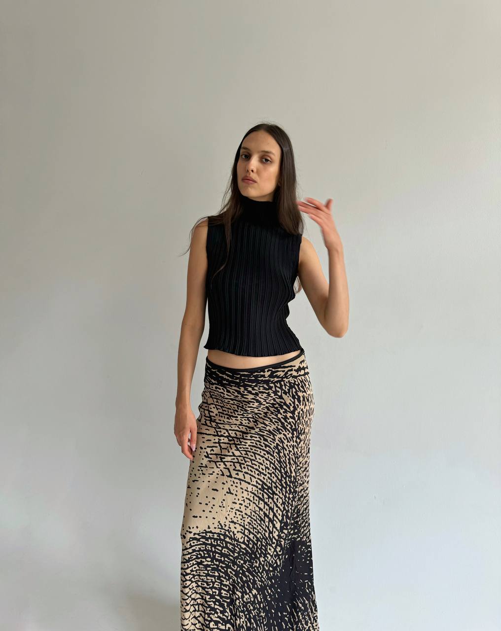 Iceberg silk super long printed skirt